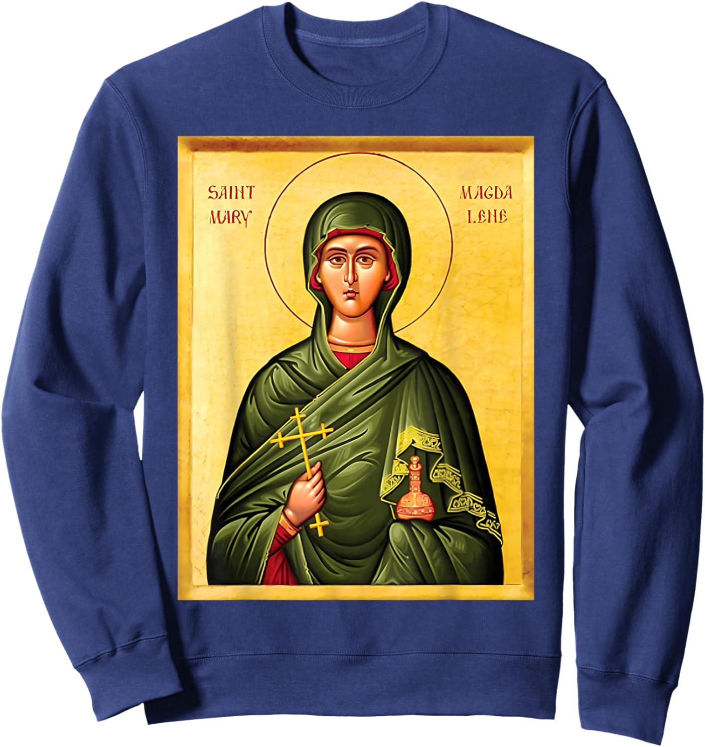 St. Mary Apostle Magdalene Eastern Orthodox Byzantine Art Sweatshirt - Sweatshirt | Navy