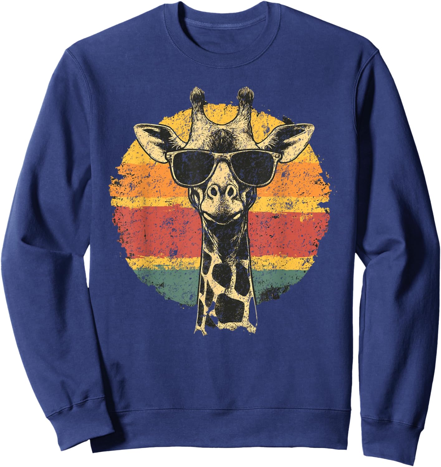 Giraffe Vintage Sunglasses Funny Sweatshirt - Sweatshirt | Navy