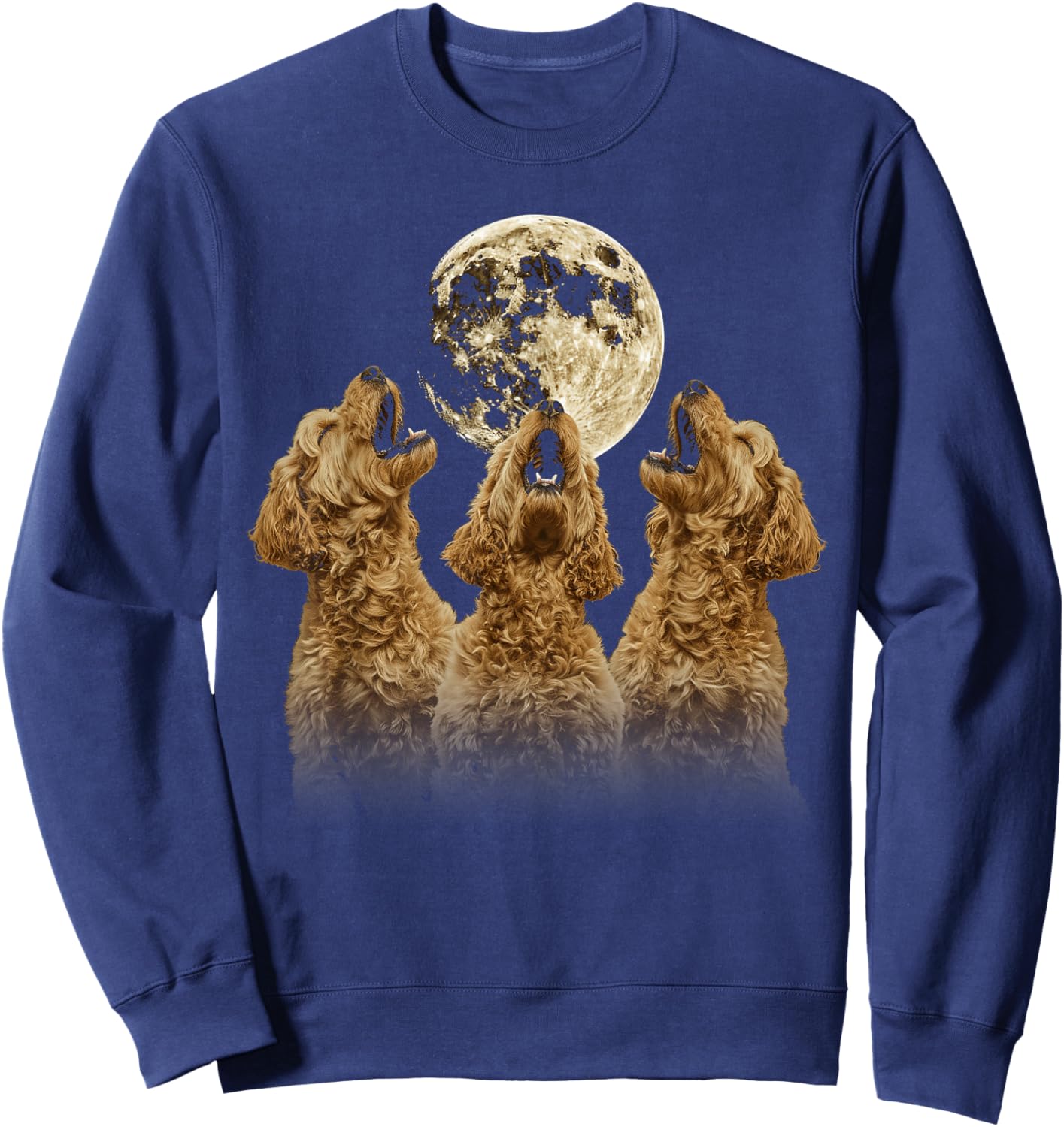 Golden Doodle Goldendoodle Dog Howling Moon Sweatshirt - Sweatshirt | Navy