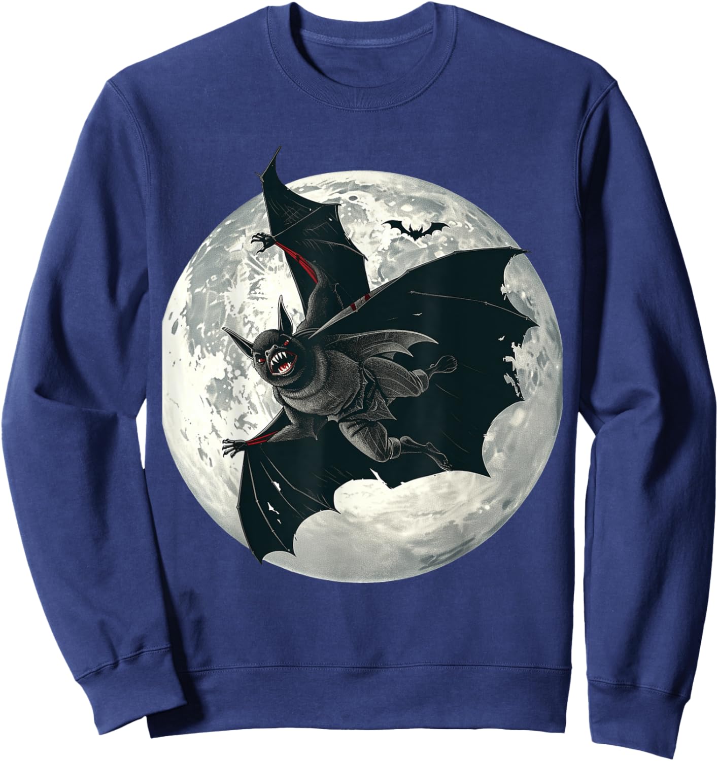 Gothic Vampire Bat Halloween Graphic Sweatshirt - Sweatshirt | Navy