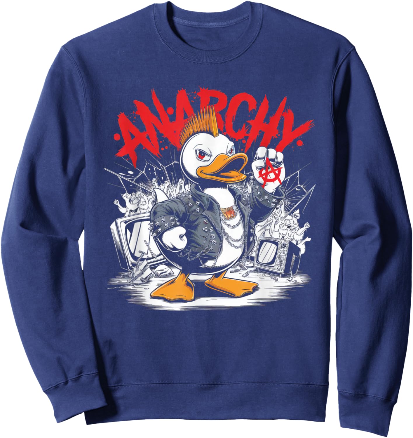 Punk Men's Women's Duck Rock Duckling Anarchy Punk , black, S Sweatshirt - Sweatshirt | Navy