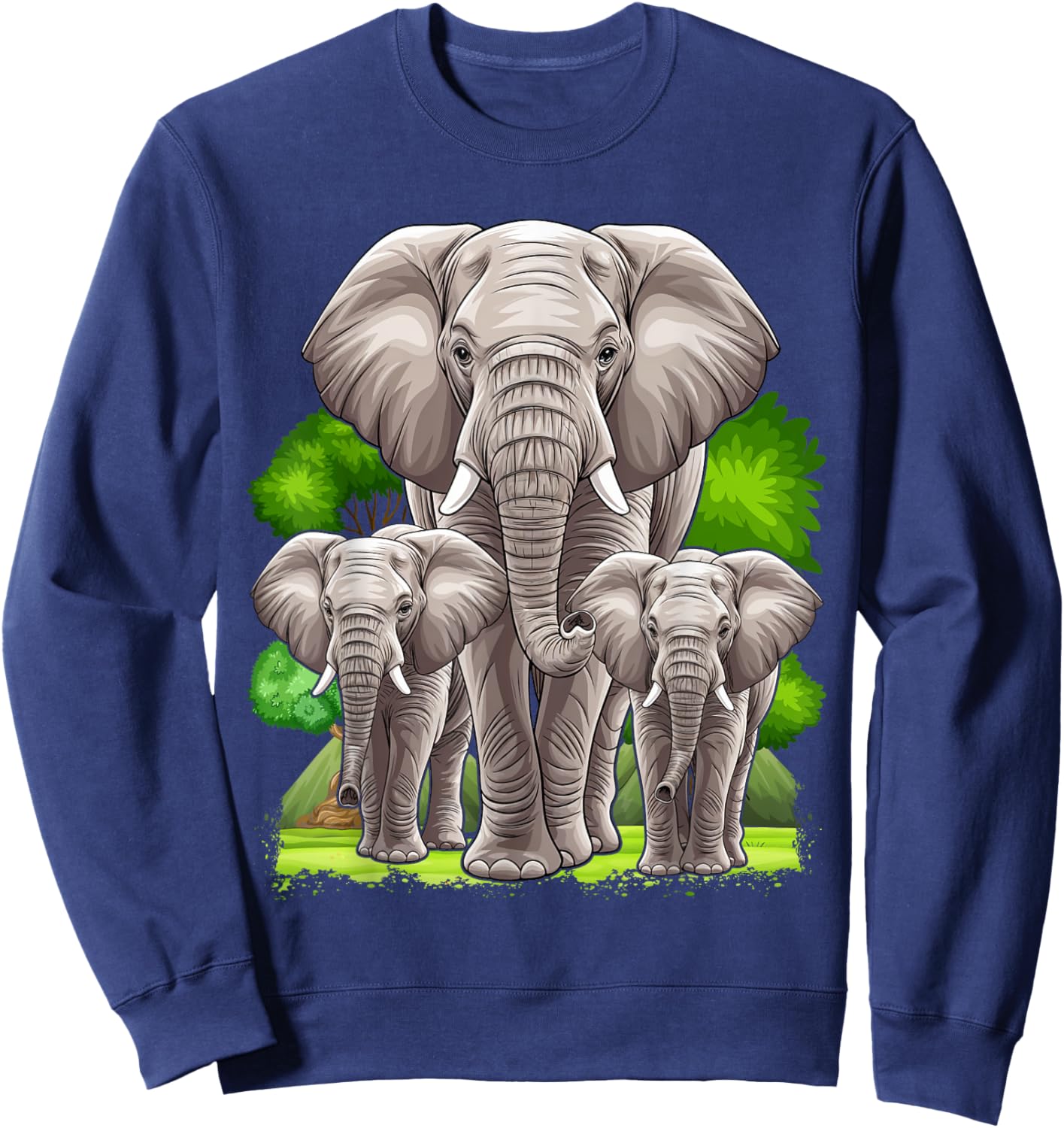 Elephant Family Africa Safari Zoo Keeper Elephant Sweatshirt - Sweatshirt | Navy