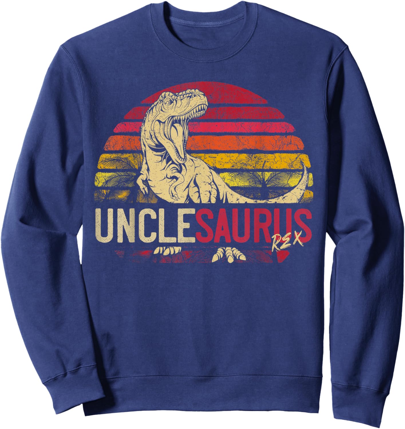 Uncle Saurus Funny Personalized Dinosaur T Rex Matching Sweatshirt - Sweatshirt | Navy