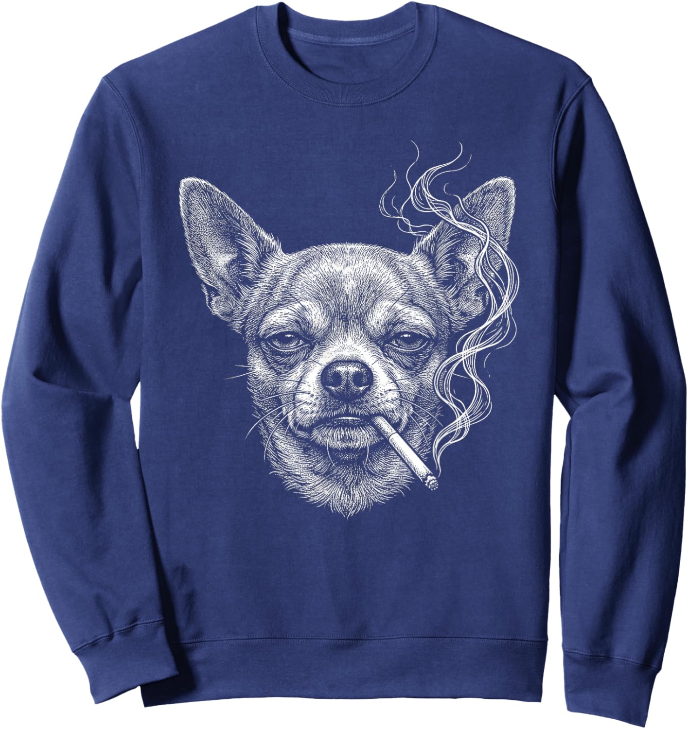 Drôle Chihuahua Chien Fumant Cigarette Brainrot Meme Sweatshirt - Sweatshirt | Navy
