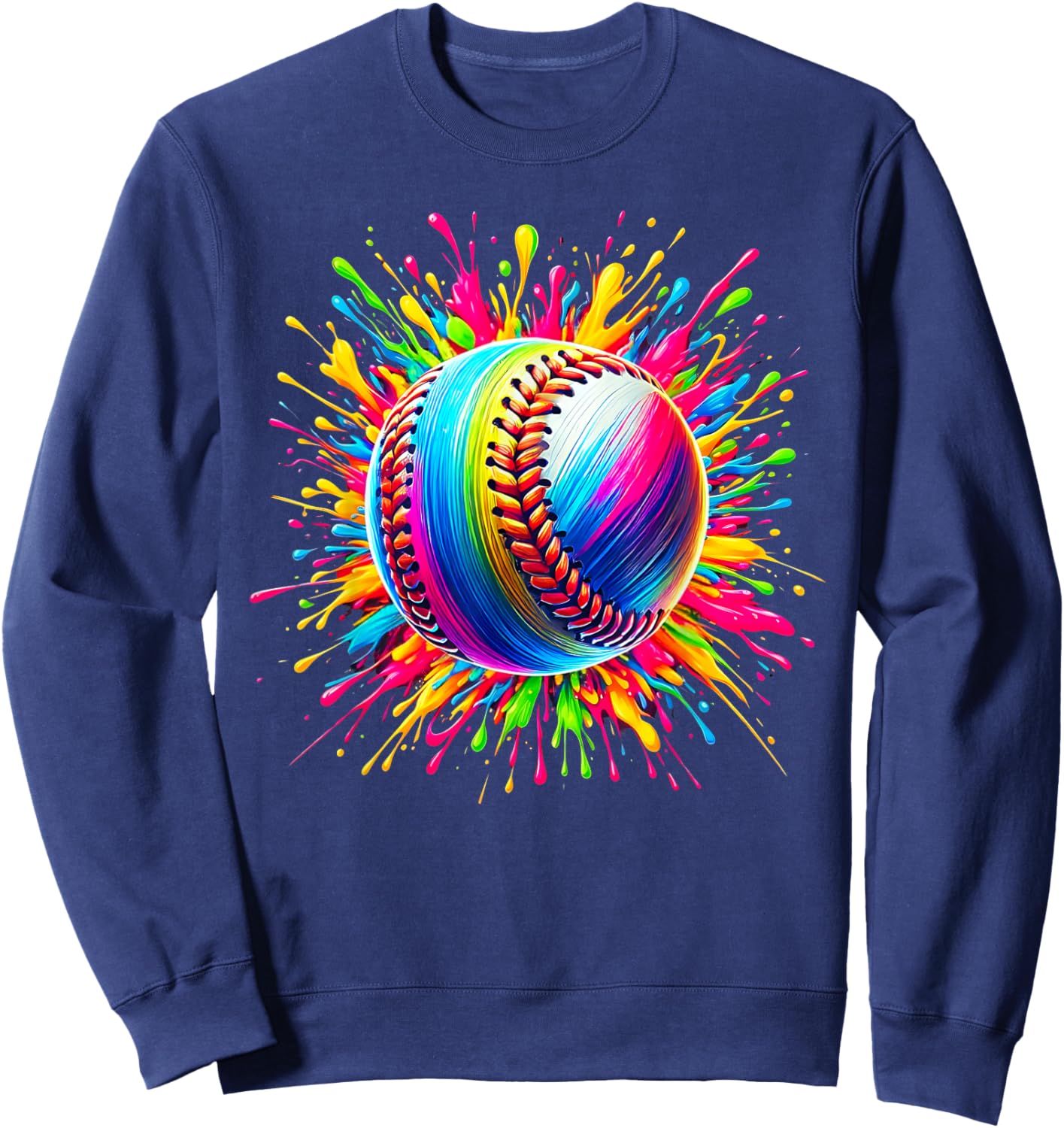 Colorful Softball Tie Dye Color Splash Softball Player Coach Sweatshirt - Sweatshirt | Navy
