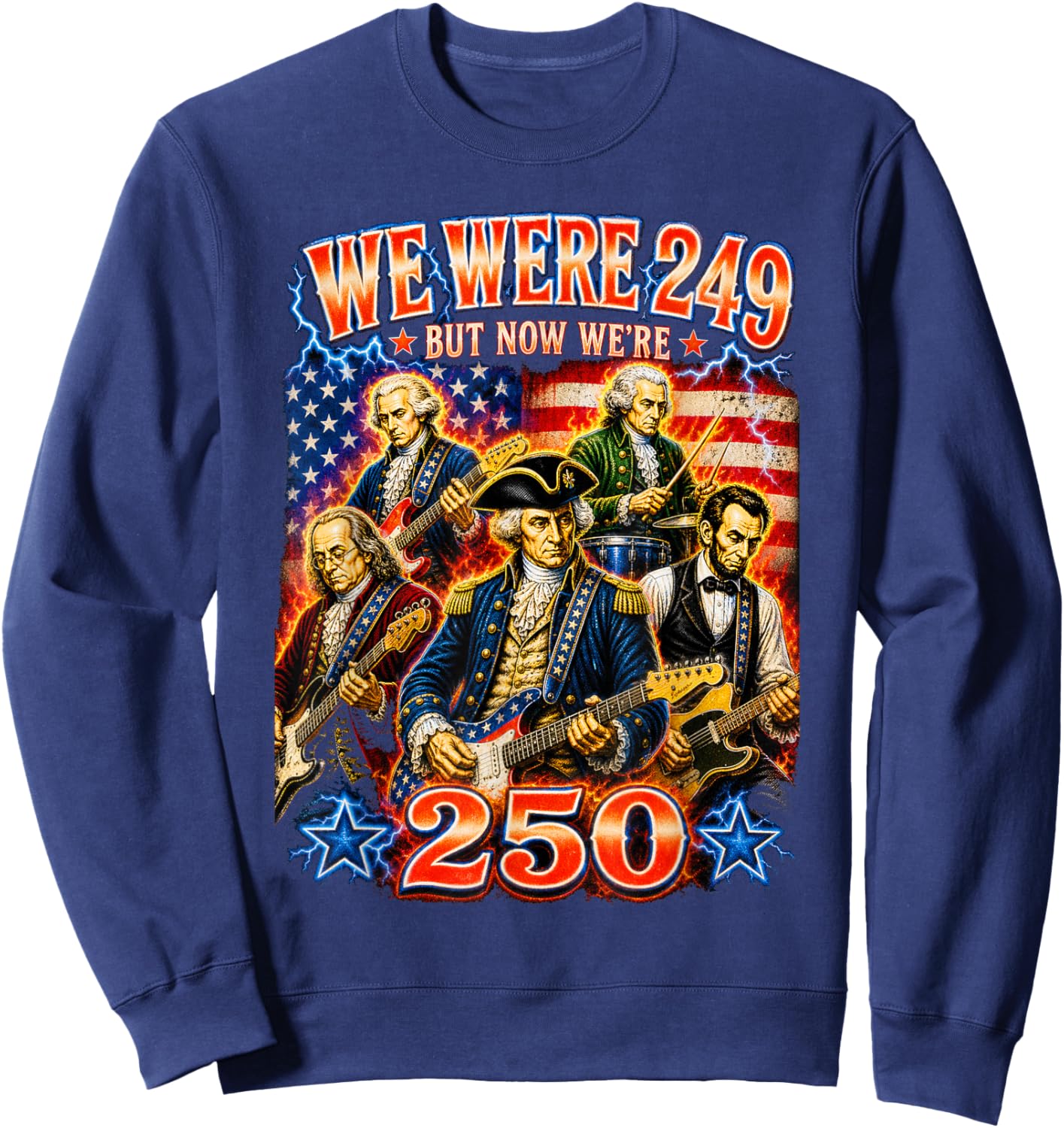 250 Years American Anniversary Funny 4th of July Bootleg Sweatshirt - Sweatshirt | Navy