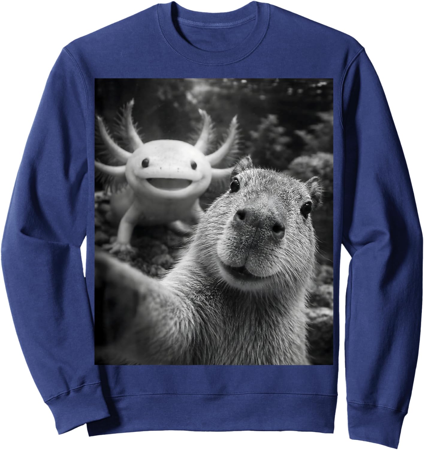Capybara Axolotl Selfie Sweatshirt - Sweatshirt | Navy