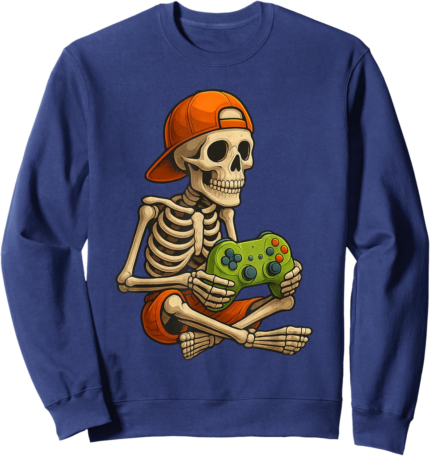 Gamer Halloween – Video Game Skeleton with Controller Sweatshirt - Sweatshirt | Navy