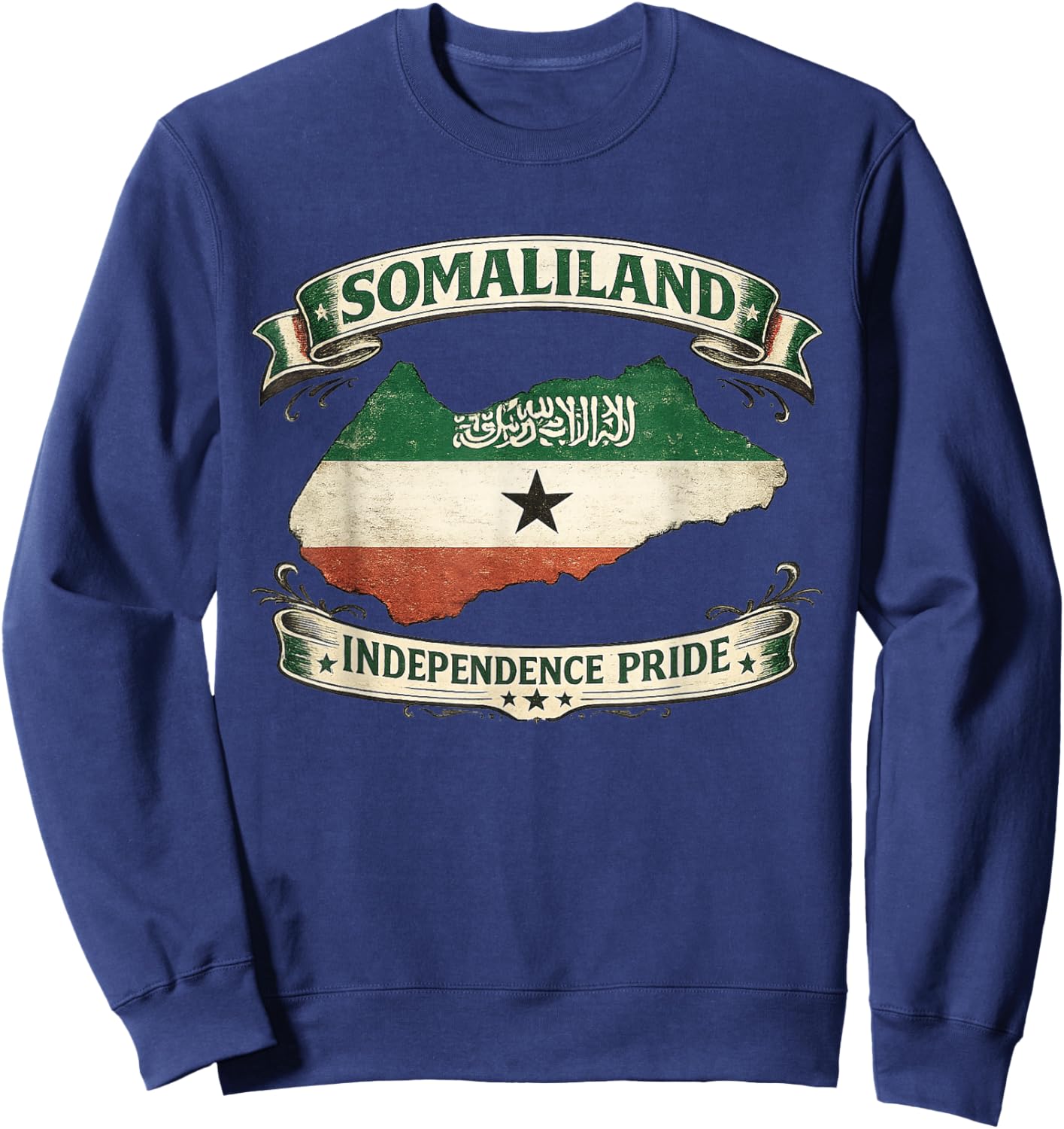 Somaliland Independence Pride Flag Map Design Sweatshirt - Sweatshirt | Navy