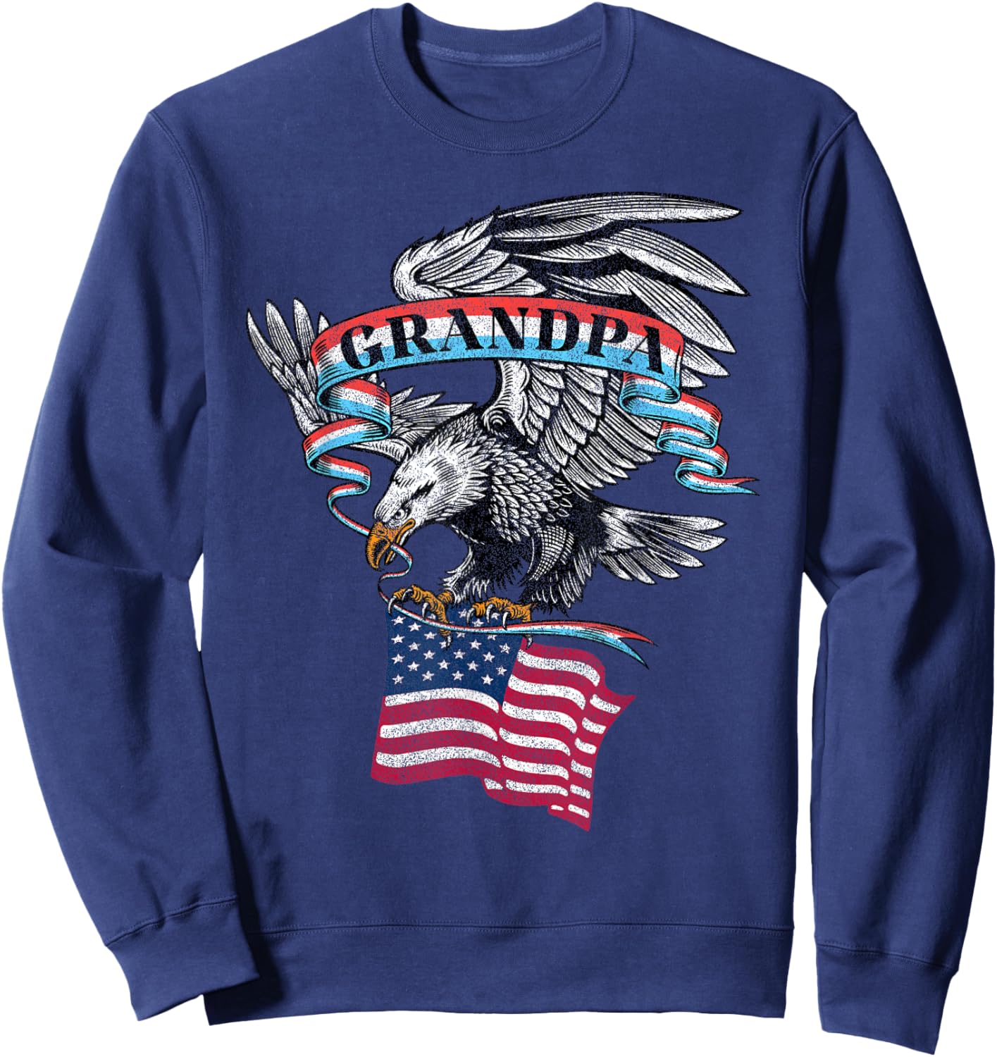 Grandpa American Flag USA Eagle Vintage Graphic Sweatshirt - Sweatshirt | Navy