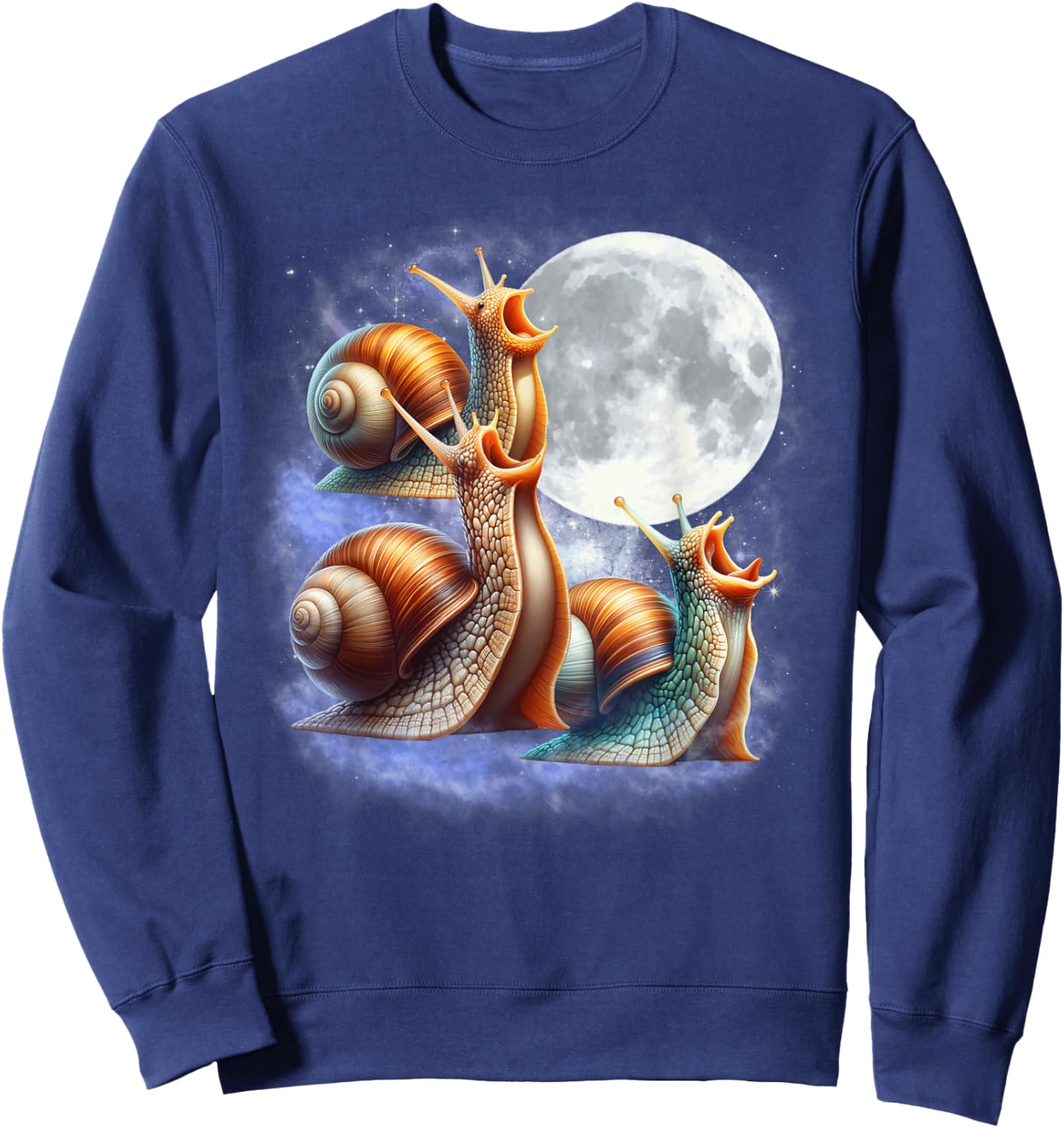 Three Snails Moon Funny Snail Howling Wolfs Moon Parody Sweatshirt - Sweatshirt | Navy