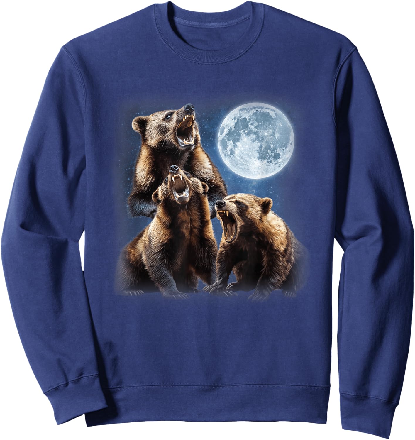 3 Wolverines Howling at the Moon Carcajou Badger Animal Sweatshirt - Sweatshirt | Navy