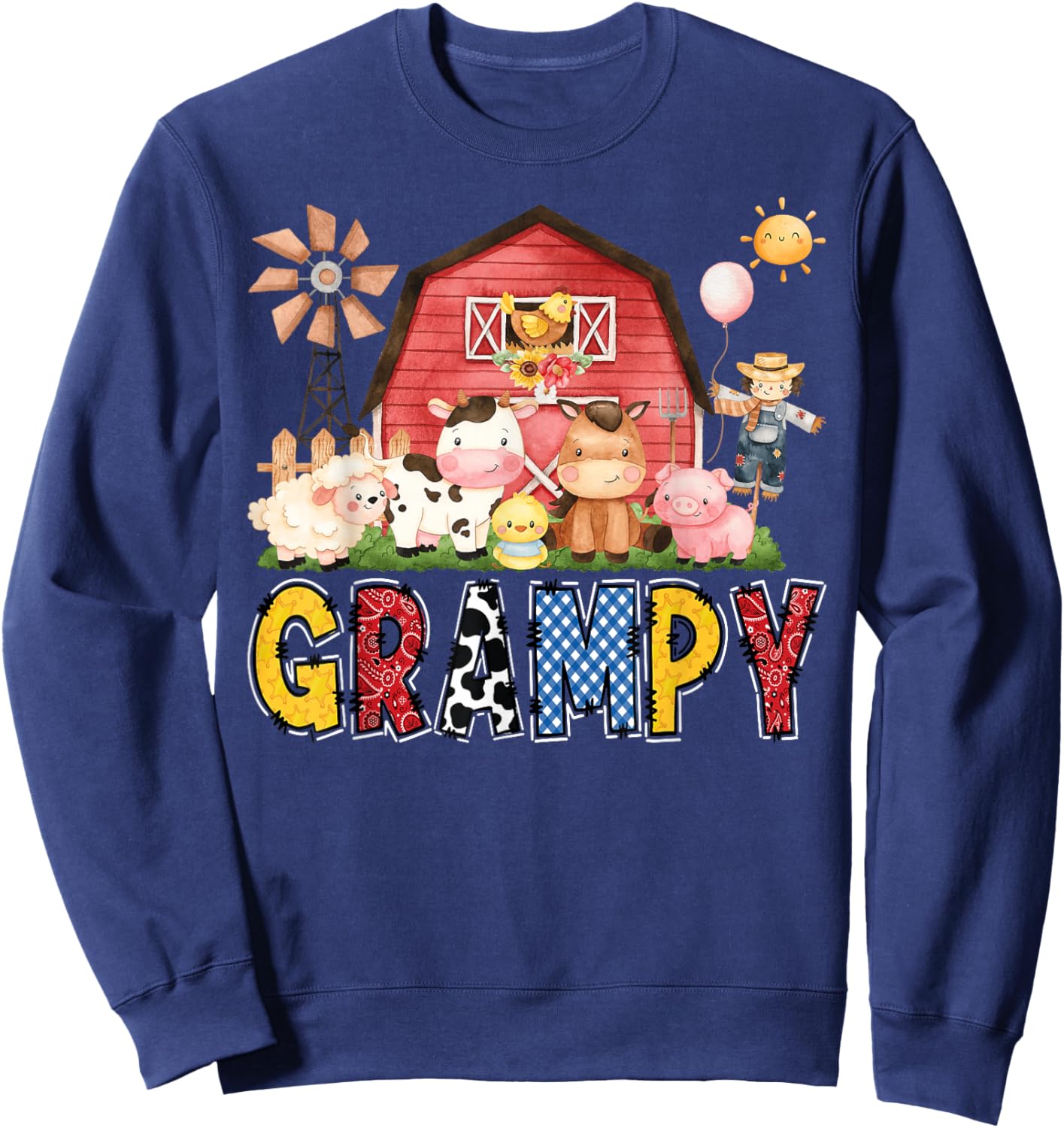 Grampy Farm Cow Birthday Boy Matching Family Party Sweatshirt - Sweatshirt | Navy