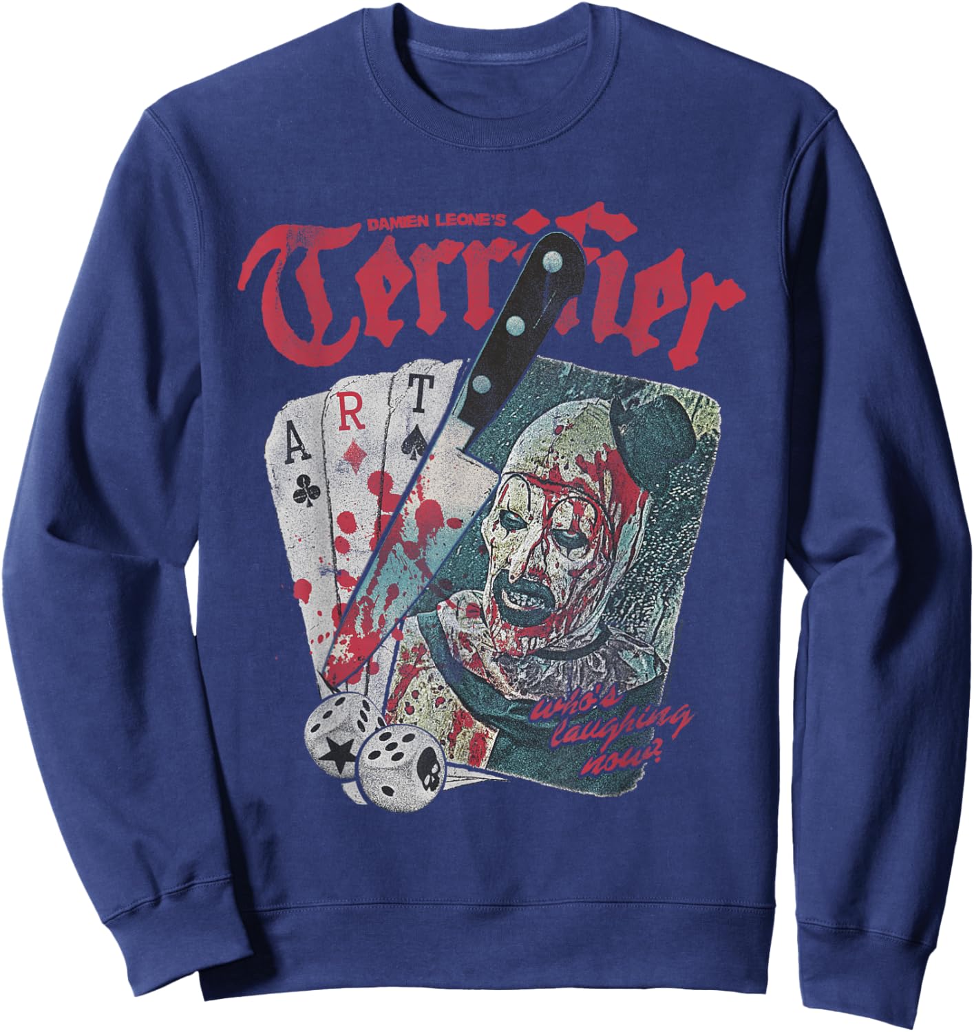 Terrifier Cards and Dice Art The Clown Bloody Knife Horror Sweatshirt - Sweatshirt | Navy
