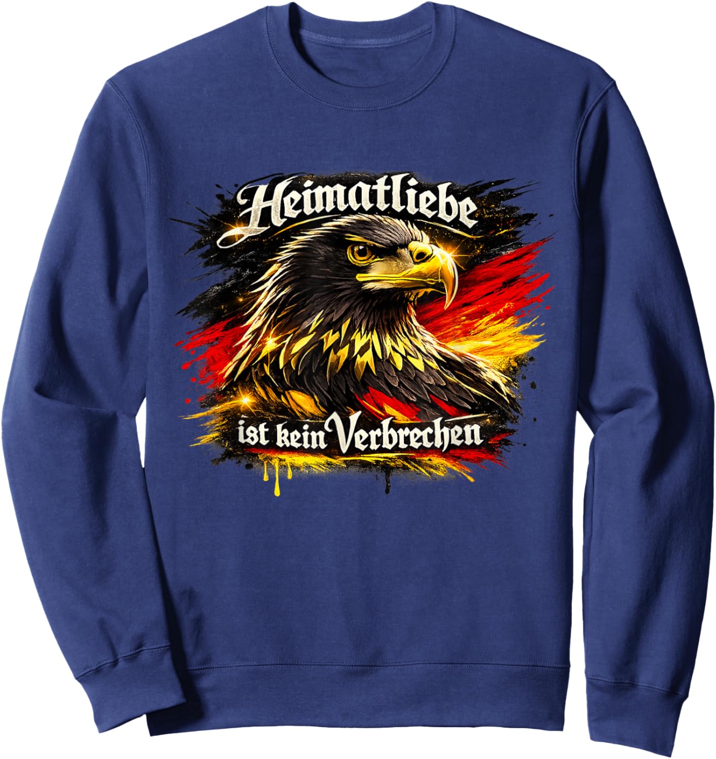Heimatliebe ist kein Verbrechen - Adler Schwarz Rot Gold Sweatshirt - Sweatshirt | Navy