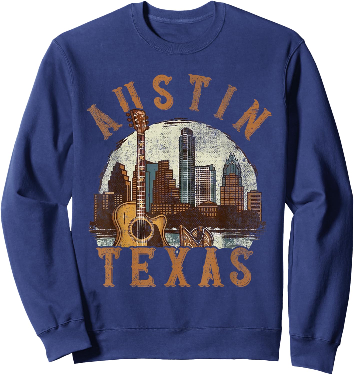 Austin Texas TX | Guitar Skyline Sweatshirt - Sweatshirt | Navy