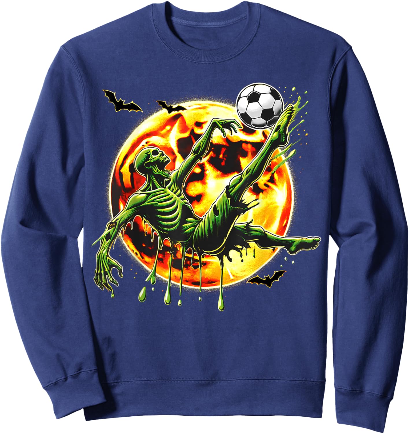 Spooky Zombie Playing Soccer, Halloween Costume Boys Girls Sweatshirt - Sweatshirt | Navy
