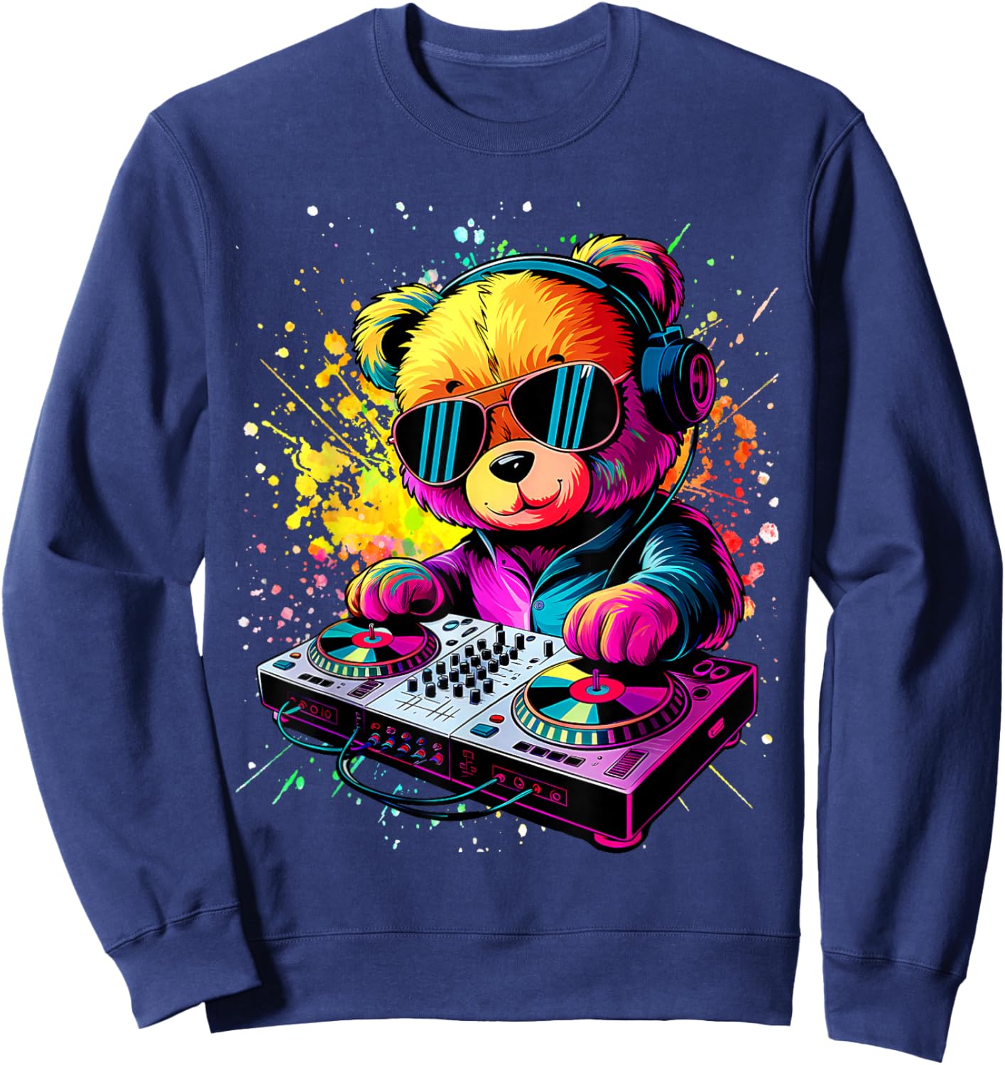 Cartoon Teddy DJ Sweatshirt - Sweatshirt | Navy