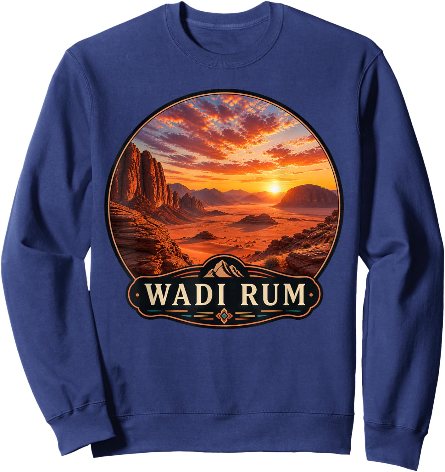 Stunning Wadi Rum Desert Sunset Middle East Landscape Sweatshirt - Sweatshirt | Navy
