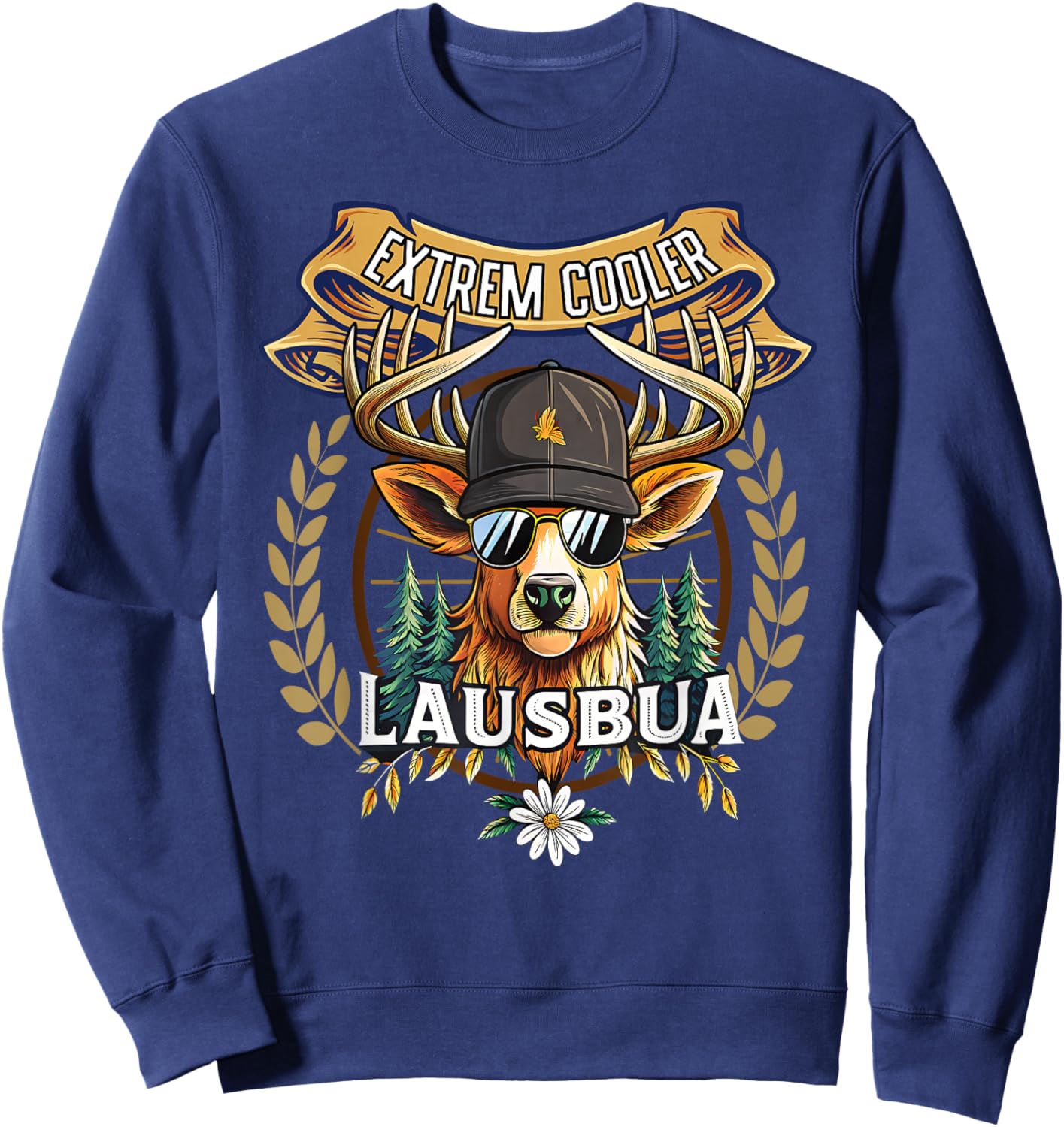 Lausbua Hirsch Lederhose Kinder Trachten Herren Lausbua Sweatshirt - Sweatshirt | Navy