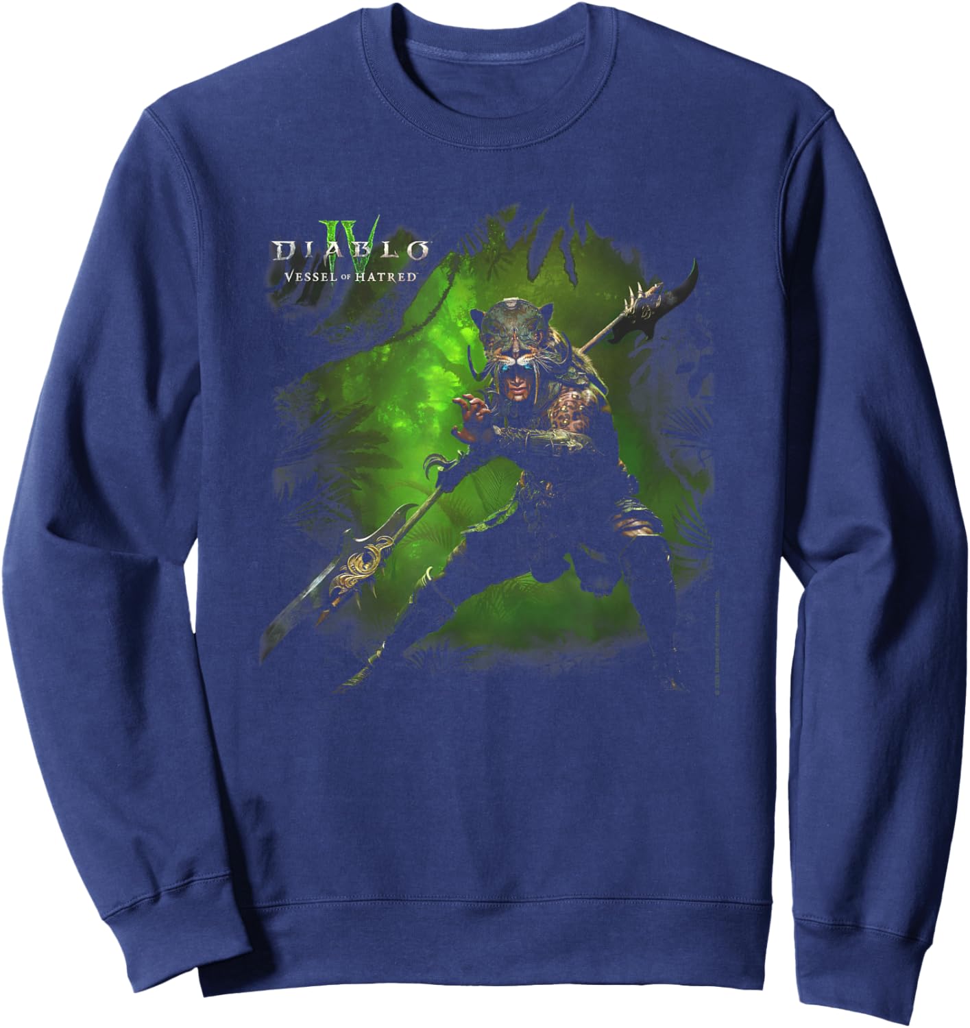 Diablo IV Vessel of Hatred Spiritborn Jaguar Fade Poster Sweatshirt - Sweatshirt | Navy
