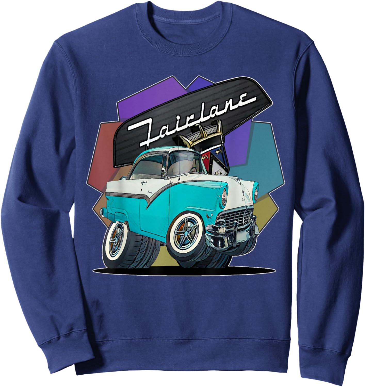 1956 56 Fairlane, Classic Car Art Sweatshirt - Sweatshirt | Navy