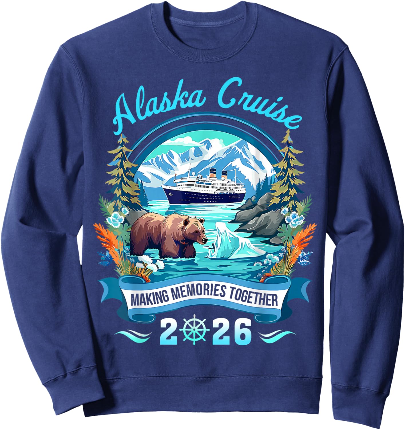 Alaskaa Cruise 2026 Matching Family Friend Group Vacation Sweatshirt - Sweatshirt | Navy