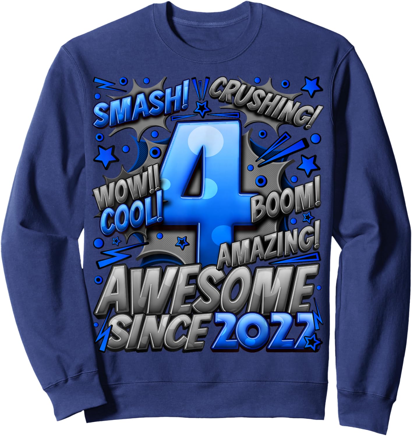 4 Year Old Gifts for Boys 4th Birthday Boy 4 Year Old Boy Sweatshirt - Sweatshirt | Navy