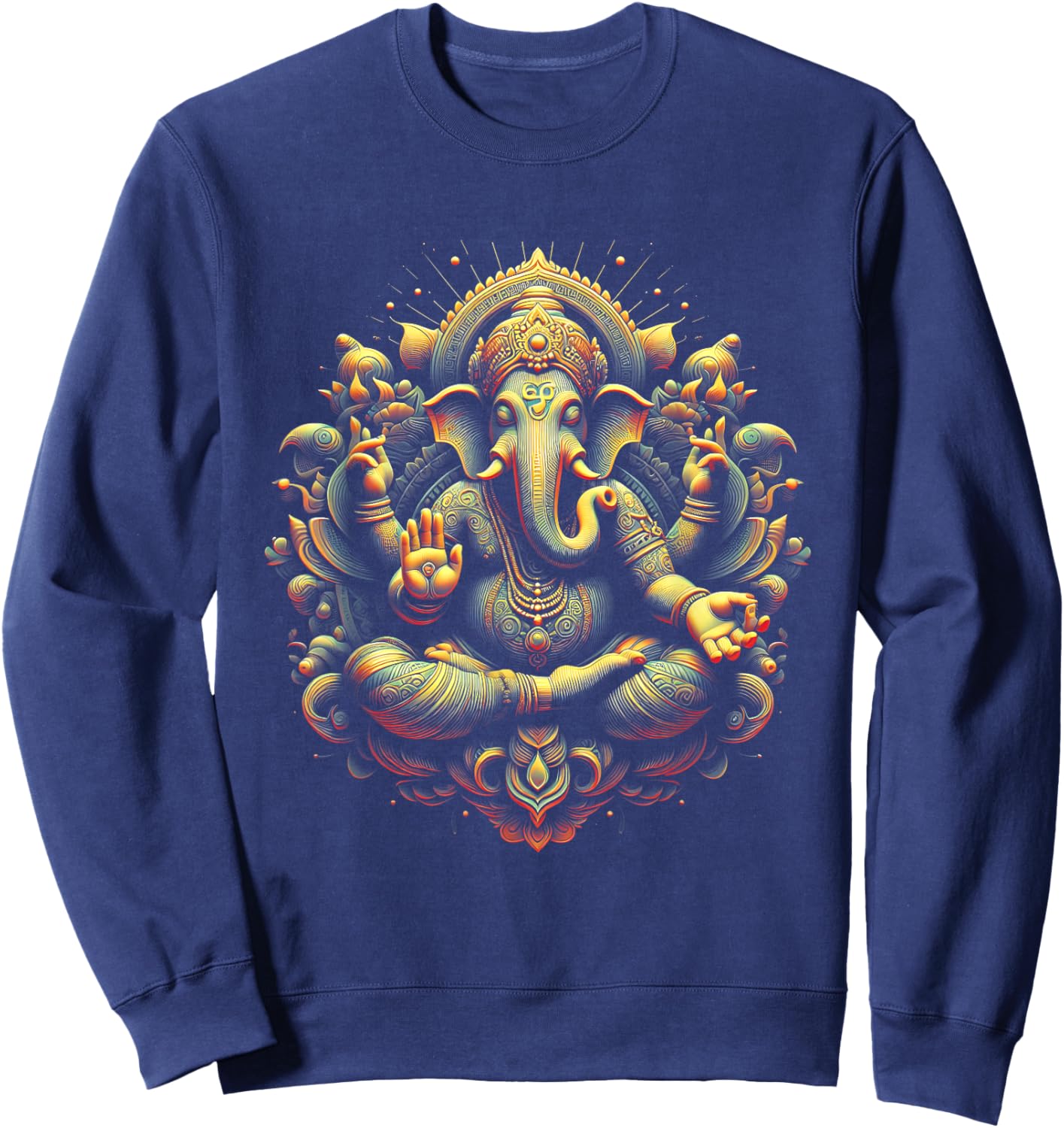Ganesh Yoga Hindu Elephant God Ganesha Puja Black -Adults Yoga Themed Sweatshirt - Sweatshirt | Navy