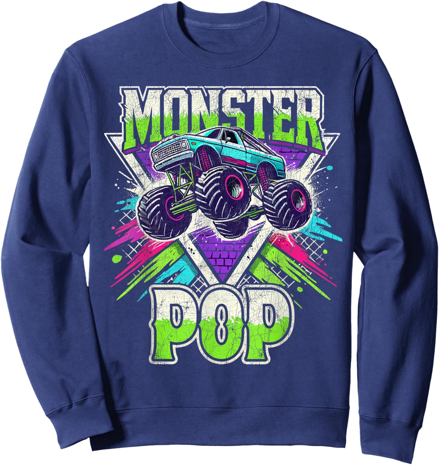 Matching Monster Truck Costume, Jam Birthday Monster Pop Sweatshirt - Sweatshirt | Navy