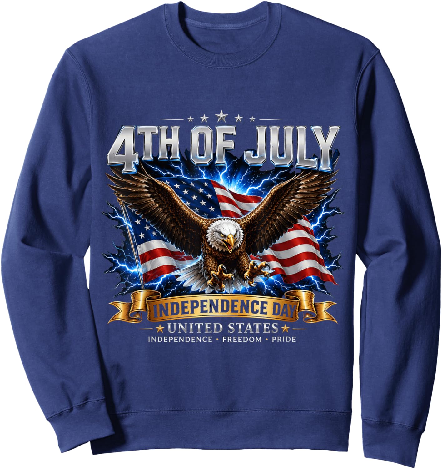 4th of July Shirt Men Patriotic Freedom Independence Sweatshirt - Sweatshirt | Navy