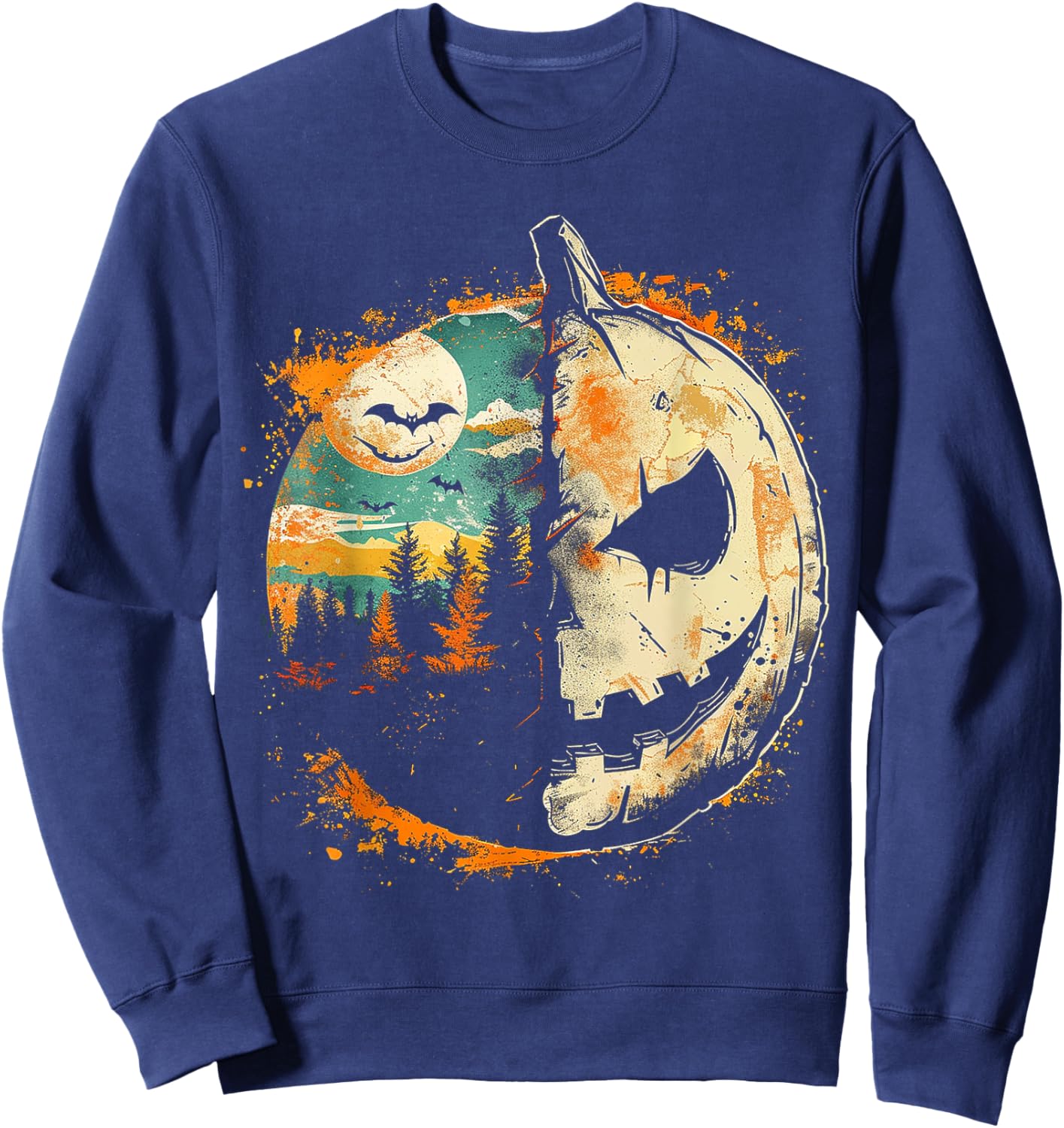 Pumpkin Costume Halloween Graphic Art Pumpkin Sweatshirt - Sweatshirt | Navy