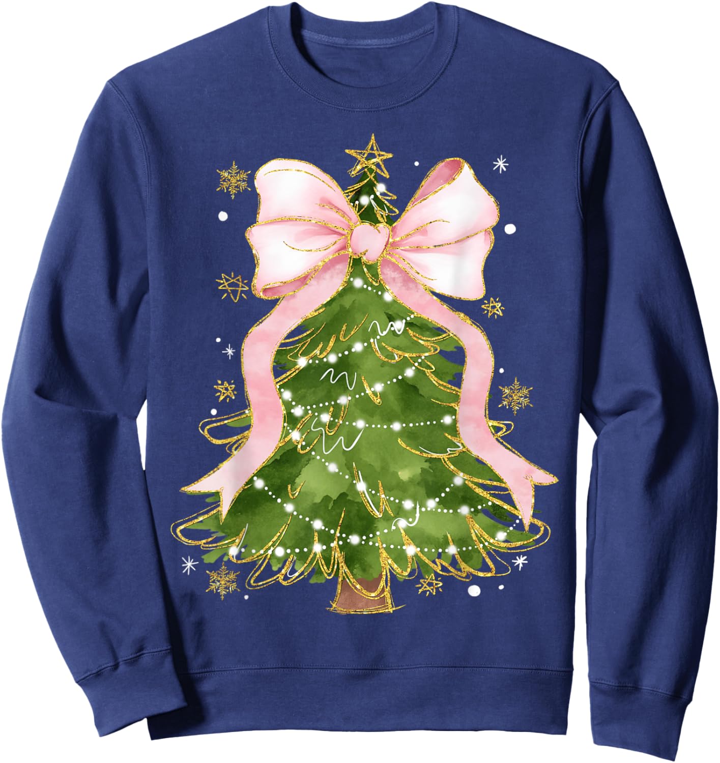 Coquette Bow Christmas Tree Xmas Holiday Girly Outfit Women Sweatshirt - Sweatshirt | Navy