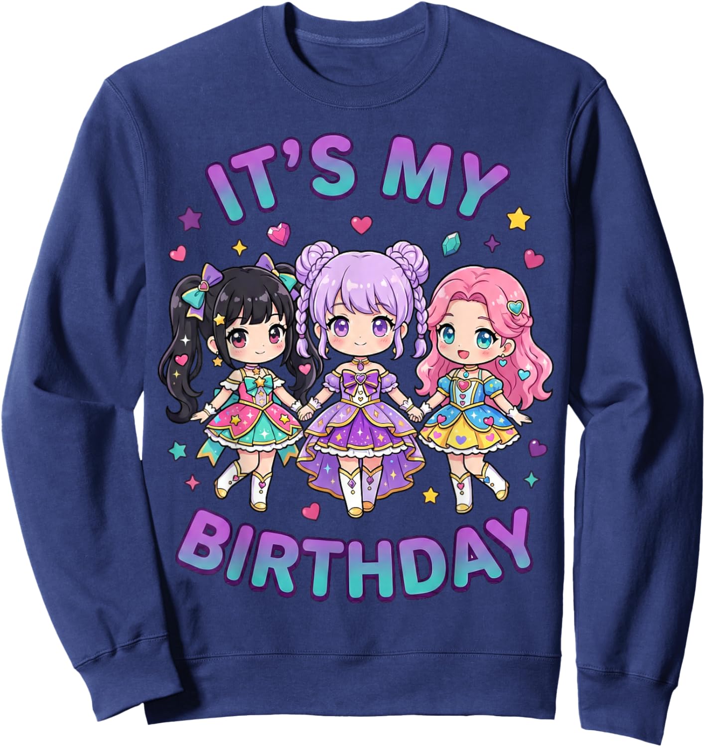 It's My Birthday - Cute Birthday Girl Kpop Chibi Sweatshirt - Sweatshirt | Navy