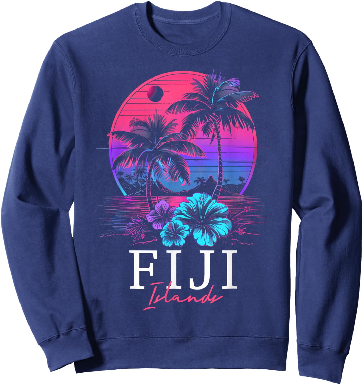 Fiji Islands Hibiscus Flowers Beach Surfer Souvenir Sweatshirt - Sweatshirt | Navy