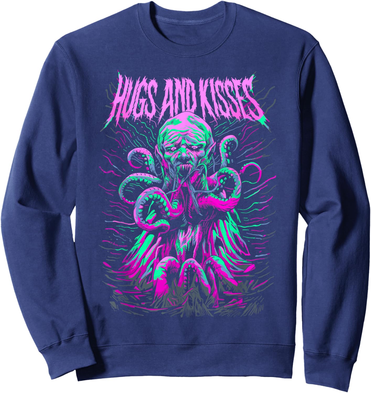 Hug and Kisses Blegh Deathcore Metalcore Ironic Sweatshirt - Sweatshirt | Navy