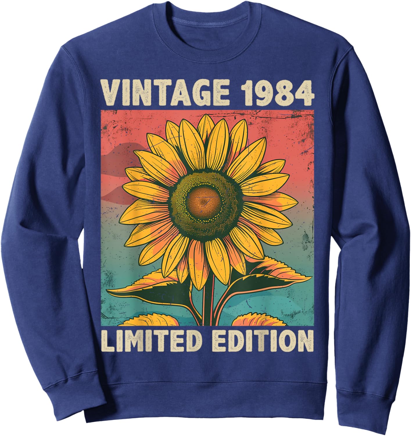 41 Years Old Gift Vintage 1984 Sunflower Lover 41st Birthday Sweatshirt - Sweatshirt | Navy