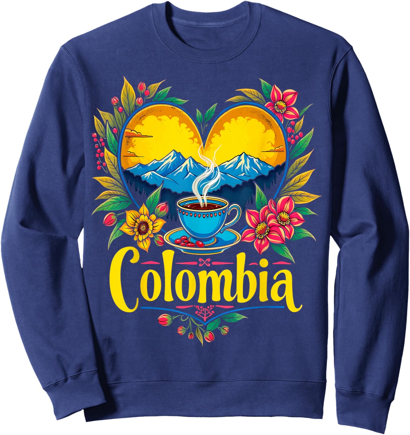 Colombia Coffee Mountains Heart Sweatshirt - Sweatshirt | Navy