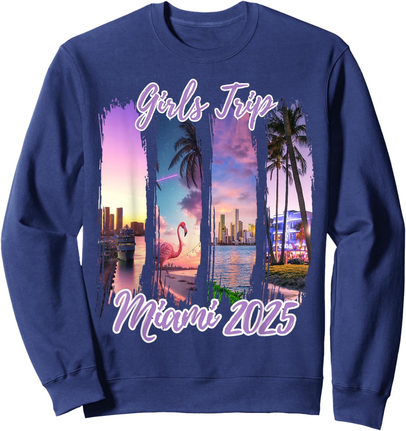 Miami Girls Trip 2025 Miami Summer Vacation Travel Sweatshirt - Sweatshirt | Navy