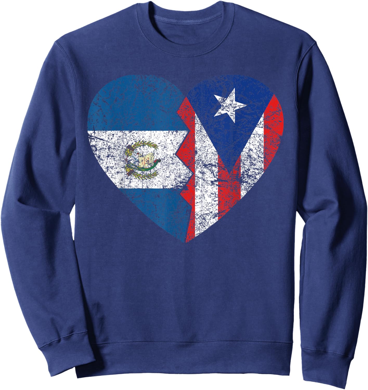 Puerto Rican Guatemalan Flags Heart | Guatemala Puerto Rico Sweatshirt - Sweatshirt | Navy