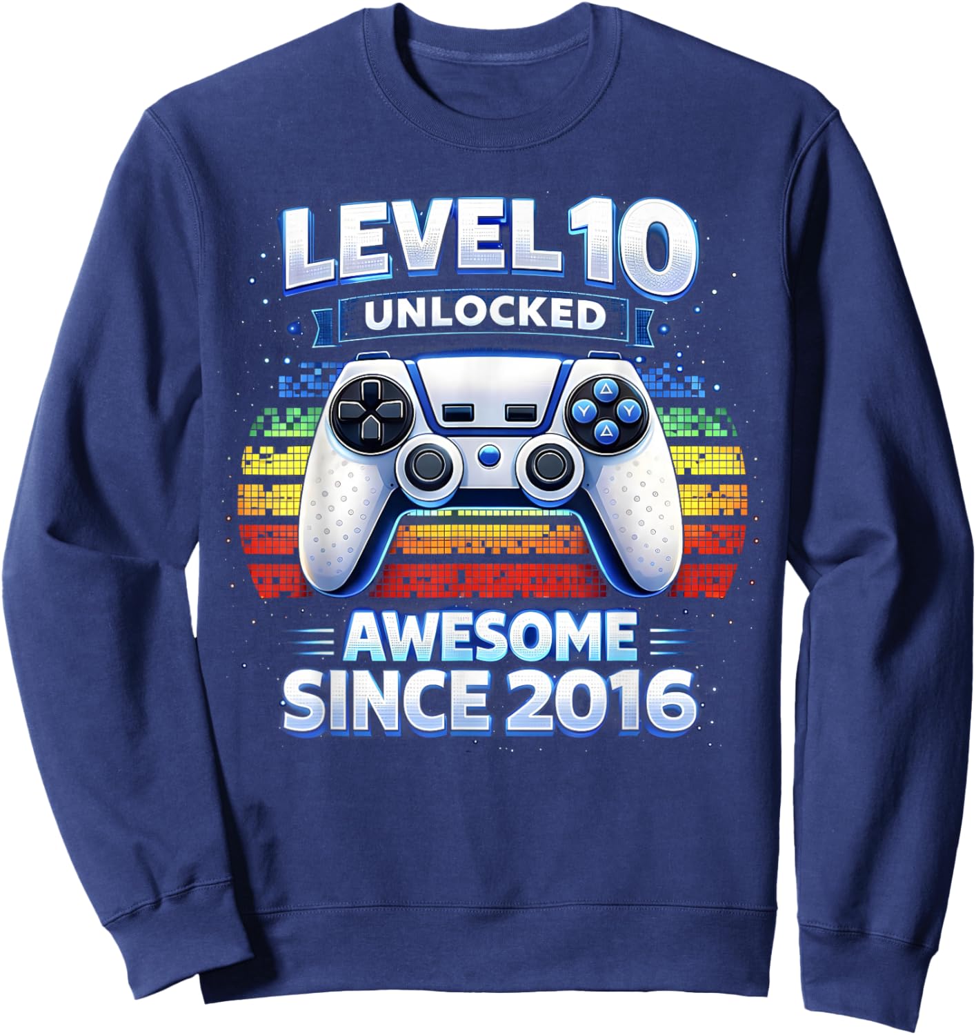Level 10 Unlocked Awesome Since 2016 Gifts for Kids Boys Sweatshirt - Sweatshirt | Navy