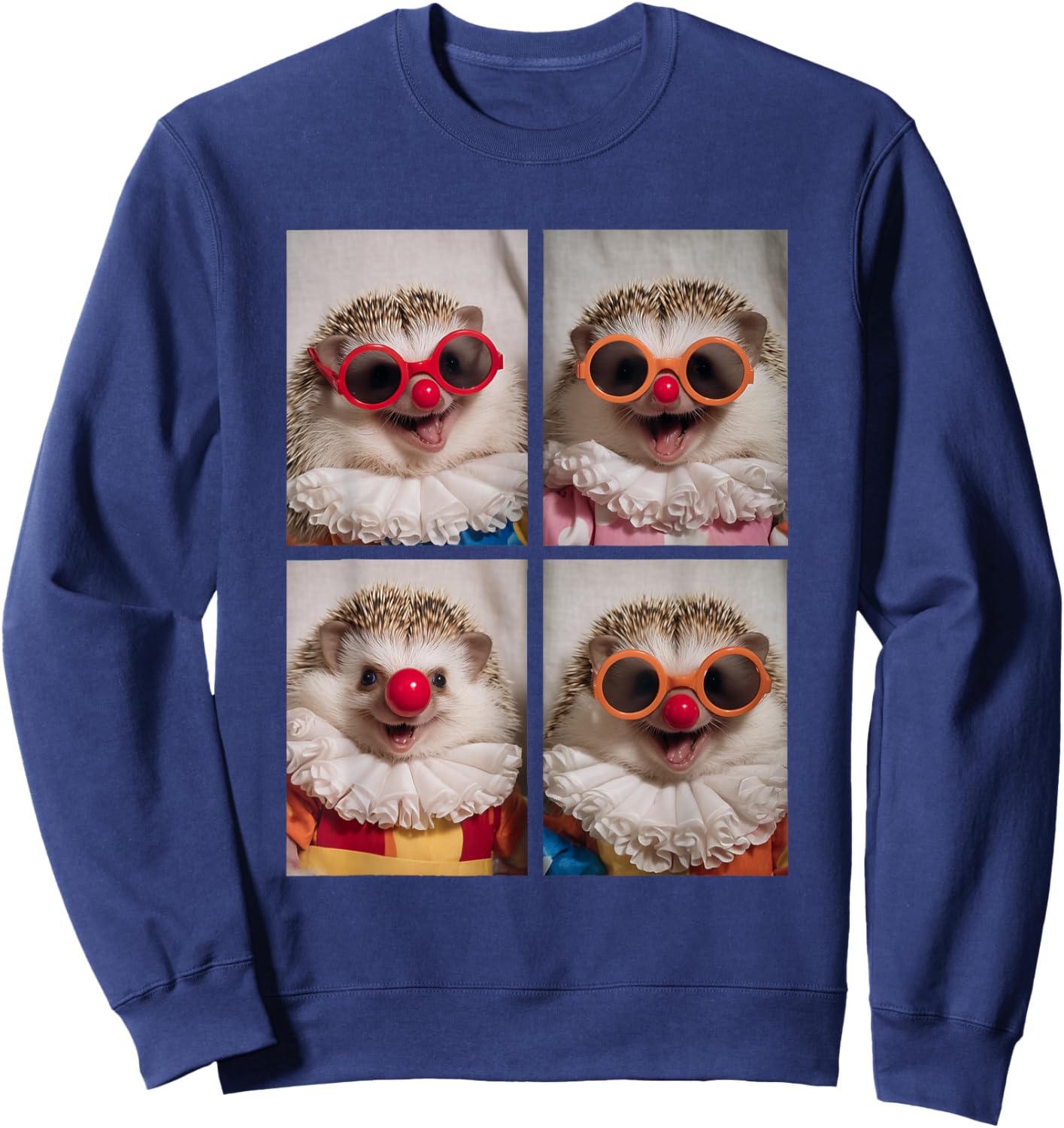 Cute Clown Hedgehogs with Sunglasses Kidcore Halloween Sweatshirt - Sweatshirt | Navy