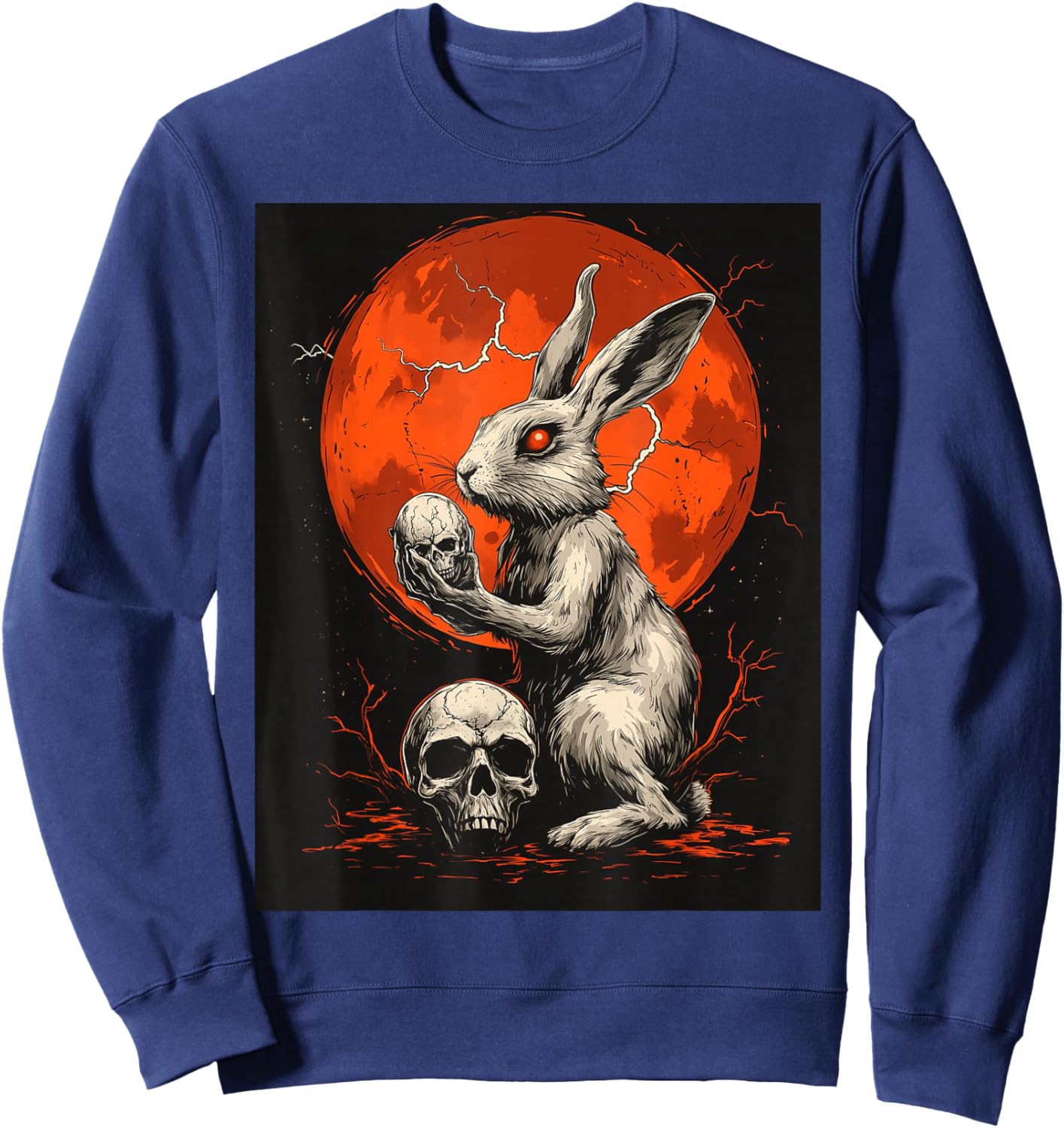 Kaninchen Totenkopf Mond Herren Gothic Damen Totenkopf Hase Sweatshirt - Sweatshirt | Navy