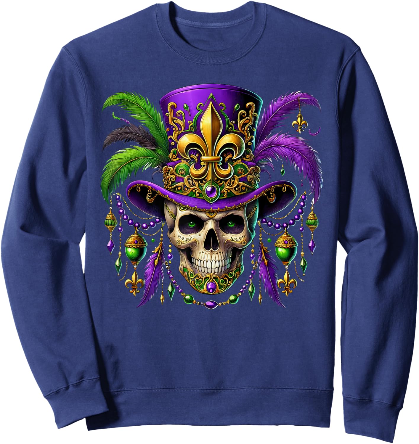 Mardi Gras Costume Sugar Skull Carnival Halloween Witch Men Sweatshirt - Sweatshirt | Navy