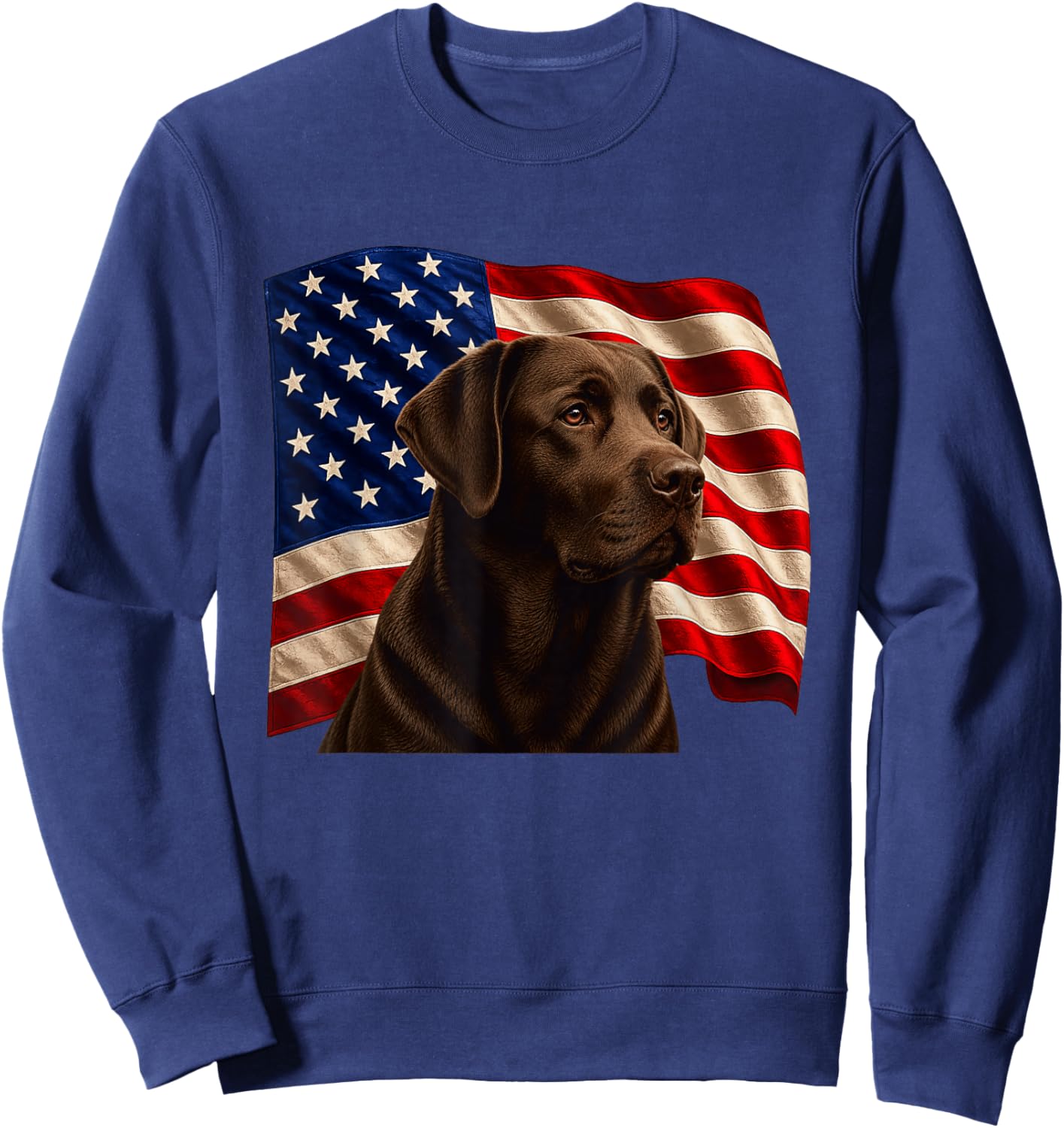 Chocolate Lab Patriotic 4th July USA Flag Chocolate Labrador Sweatshirt - Sweatshirt | Navy