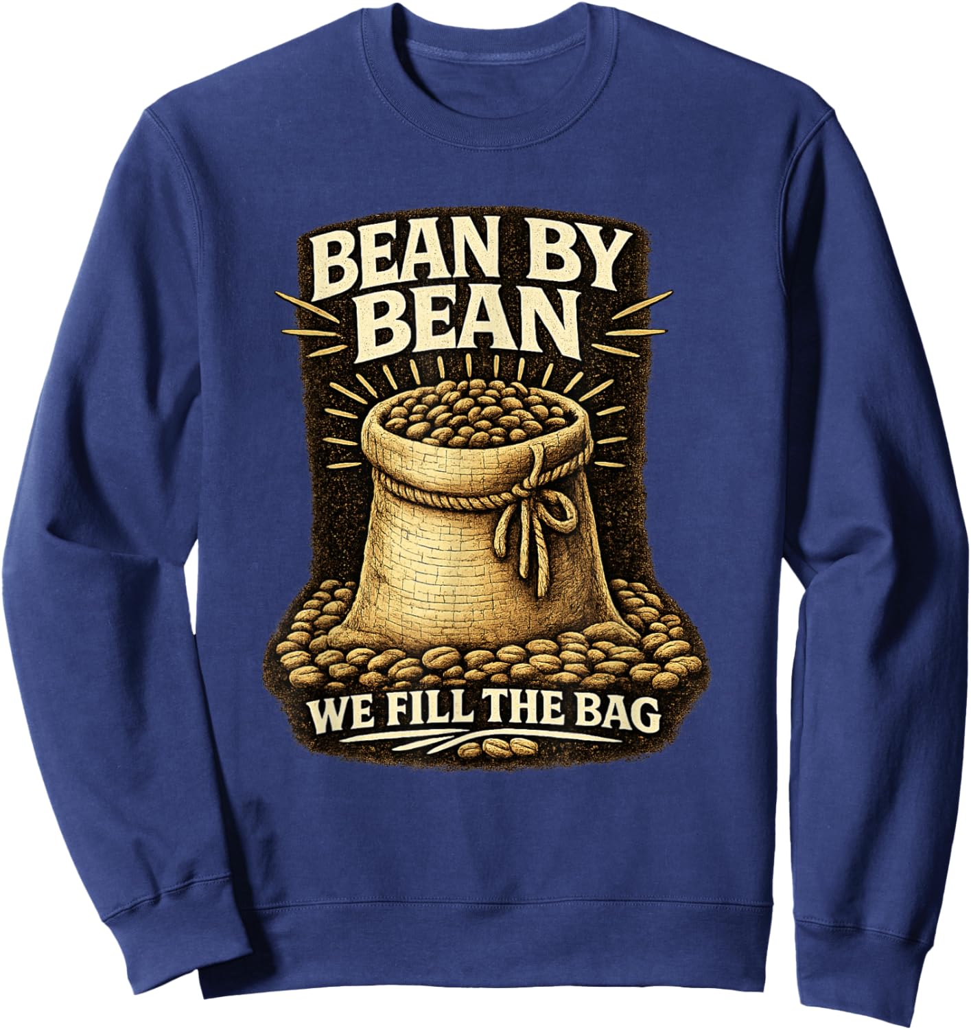 Bean By Bean We Fill The Bag Vintage Coffee Graphic Sweatshirt - Sweatshirt | Navy