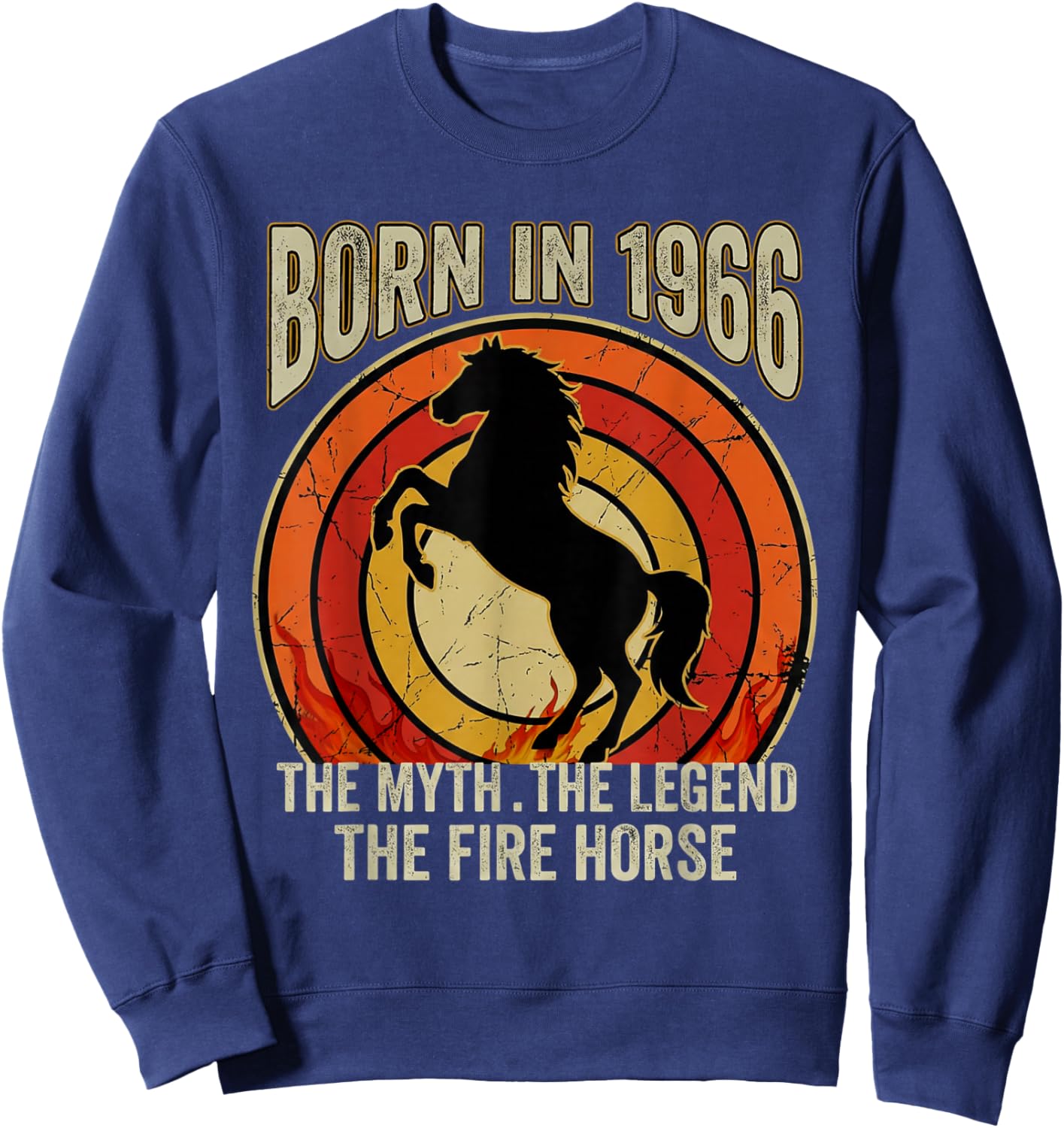 Geboren 1966 The Myth The Legend The Fire Horse Retro Sweatshirt - Sweatshirt | Navy