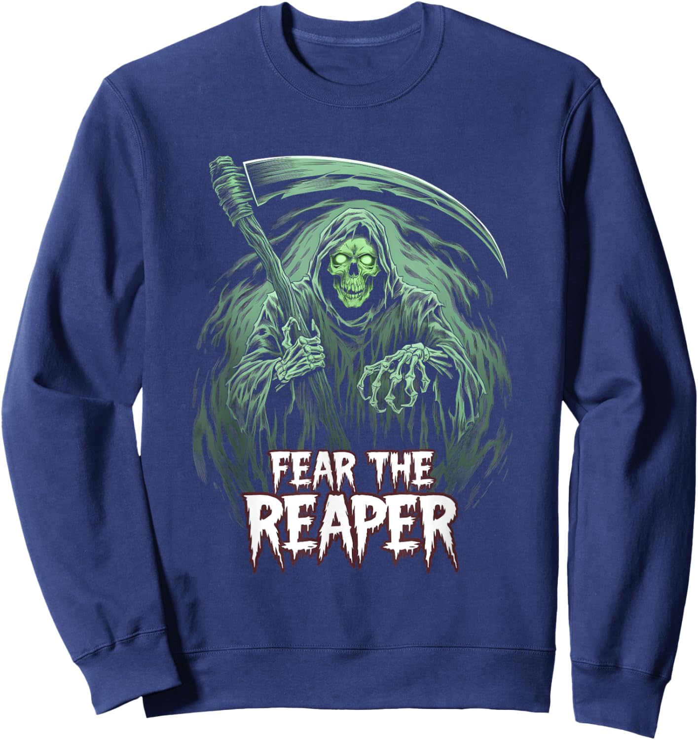 Grim Reaper Fear the Reaper Swirling Fog Art Horror Fans Sweatshirt - Sweatshirt | Navy