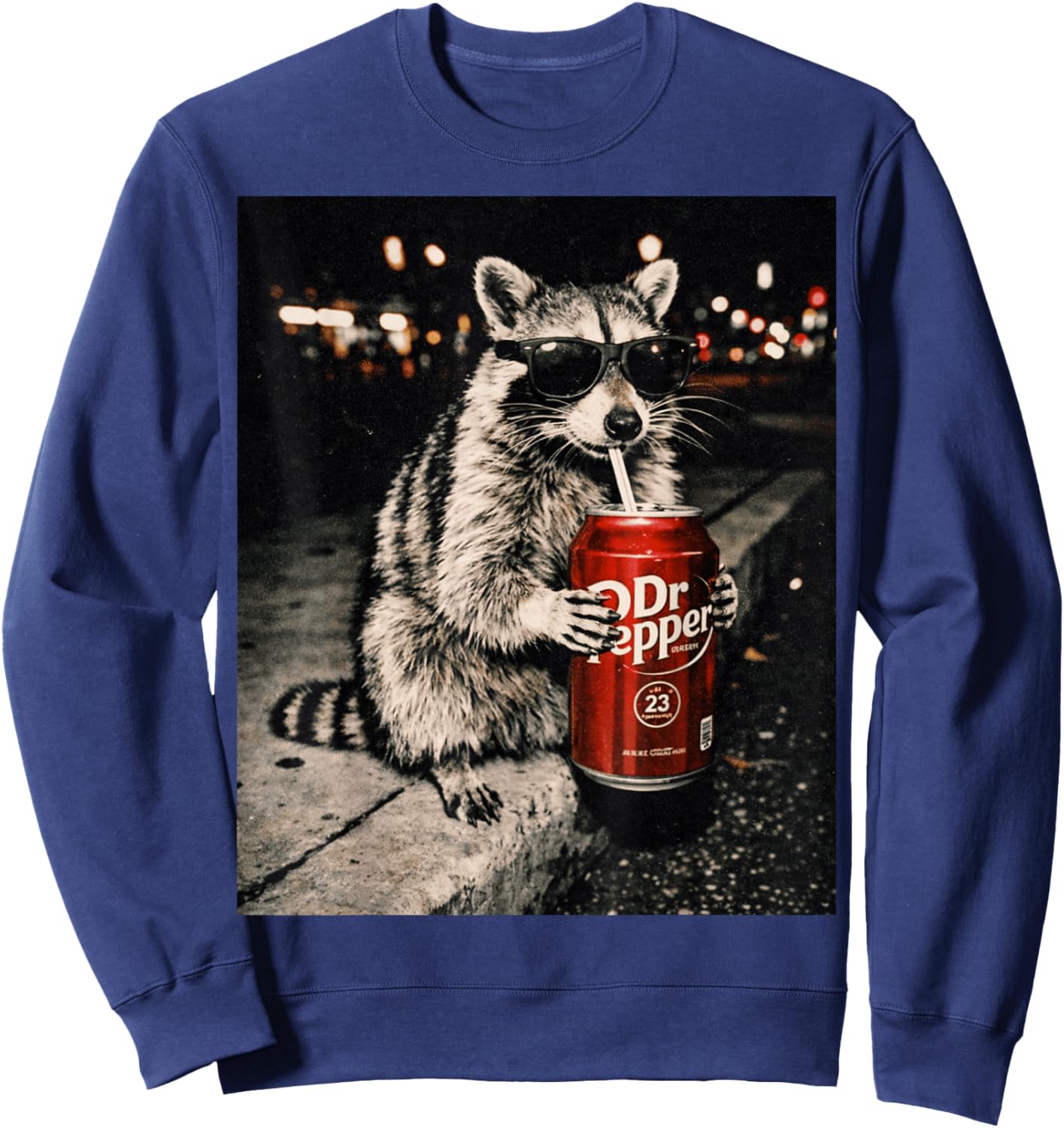 Cool Raccoon Drinking Funny Animal Lover Sweatshirt - Sweatshirt | Navy