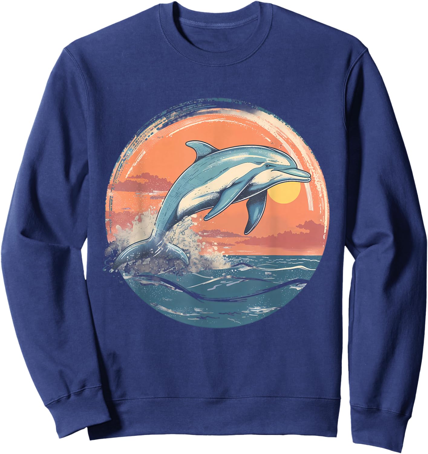 Dolphin Sunset Ocean Sea Dolphin Sea Ocean Animal Lover Sweatshirt - Sweatshirt | Navy